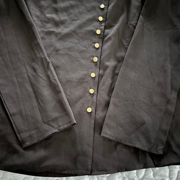 No Brand Women's Elegant Long Sleeve Black Top Gold Buttons Size M - Picture 5 of 8